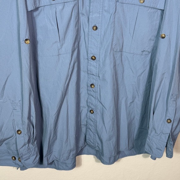 Orvis Mens Long Sleeve Button Down Fishing Shirt Size XXL Blue Mesh Vented Logo - Picture 3 of 9
